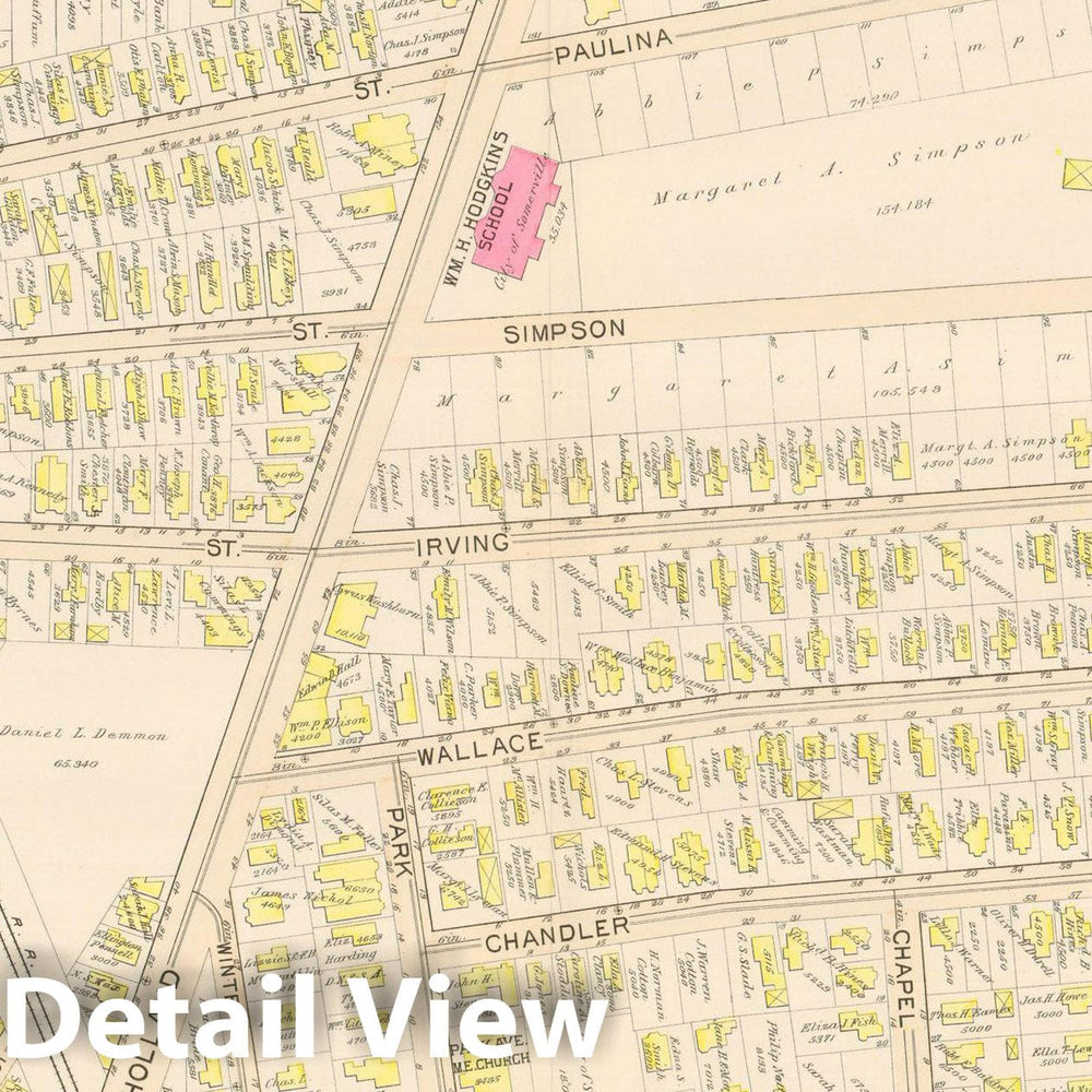 Historic Map : Atlas City of Somerville, Somerville 1895 Plate 020 , Vintage Wall Art
