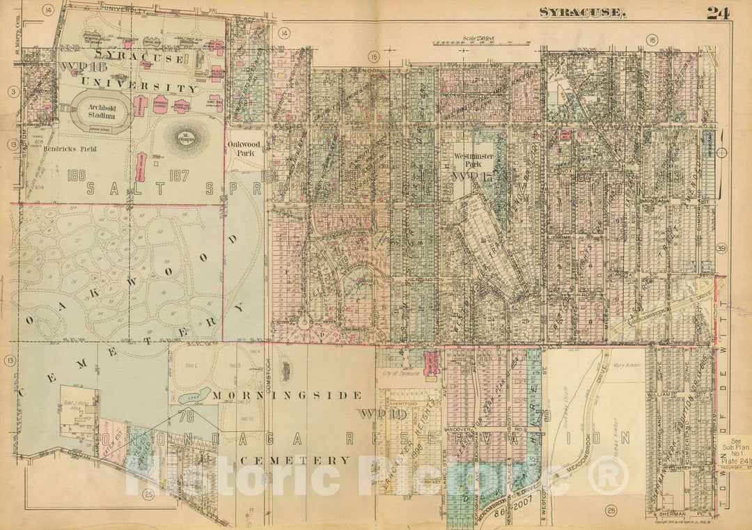 Historic Map : Atlas City of Syracuse, NY and Suburbs, Syracuse 1924 Plate 024 , Vintage Wall Art