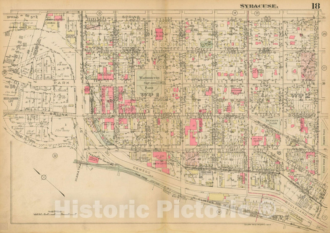 Historic Map : Atlas City of Syracuse, NY and Suburbs, Syracuse 1924 Plate 018 , Vintage Wall Art
