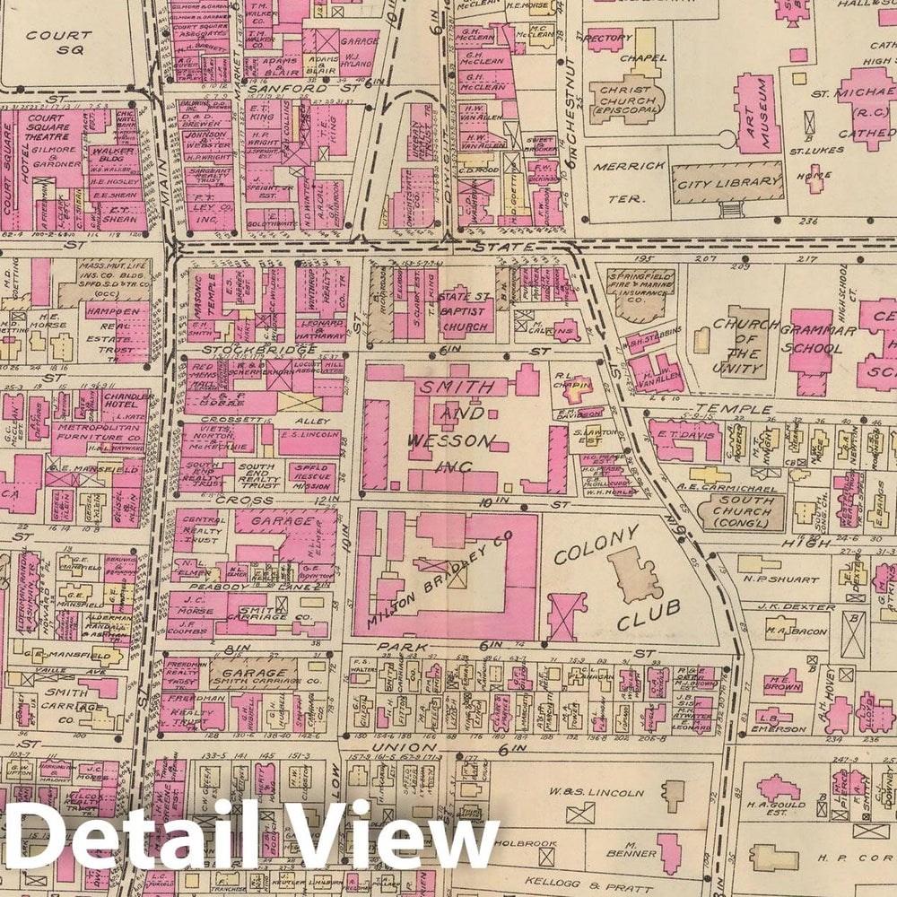 Historic Map : Atlas City of Springfield and the Town of Longmeadow 1920 Plate 001 , Vintage Wall Art
