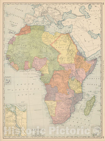 Historic Map : Africa 1903 , Rand McNally Business Atlas , Vintage Wall Art