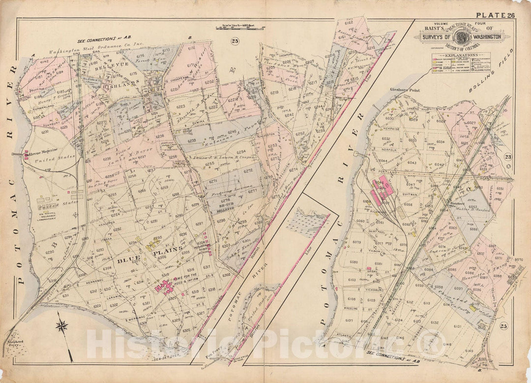 Historic Map : Atlas of Washington D.C. Volume 4 (NE, SE), Washington 1927 Plate 026 , Vintage Wall Art