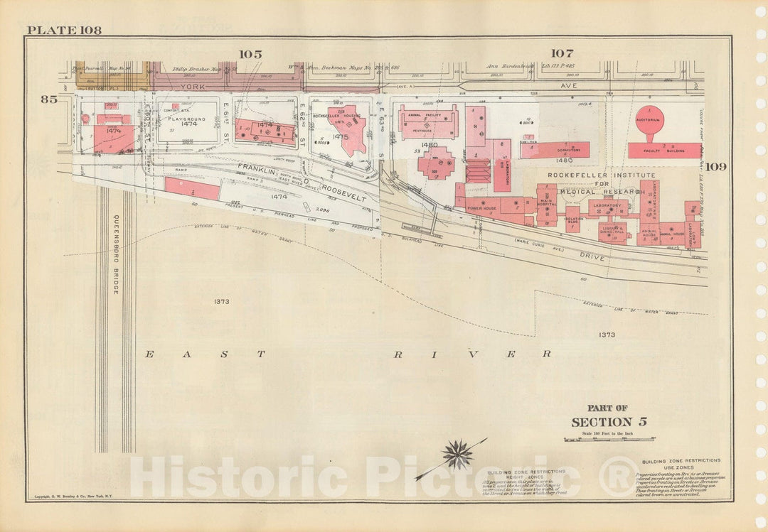 Historic Map : Manhattan Land Book 1955 - Updated Through Nov 7th, New York City 1975 Plate 108 , Vintage Wall Art
