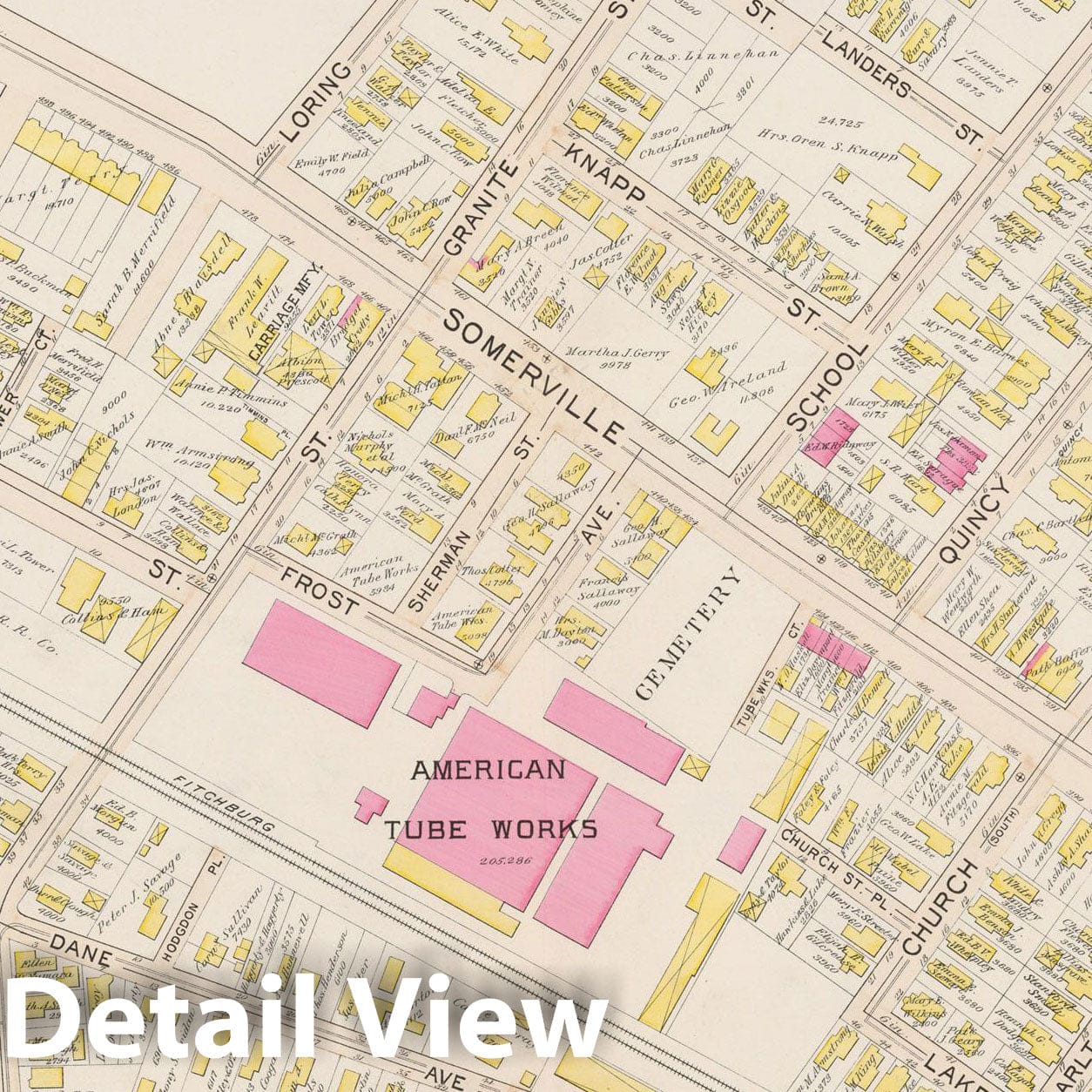 Historic Map : Atlas City of Somerville, Somerville 1895 Plate 005 , Vintage Wall Art