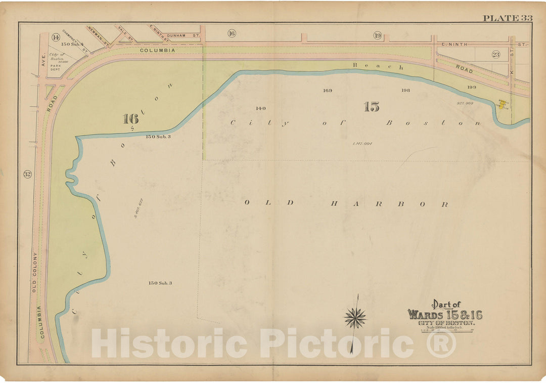Historic Map : Atlas of South Boston, South Boston 1910 Plate 033 , Vintage Wall Art