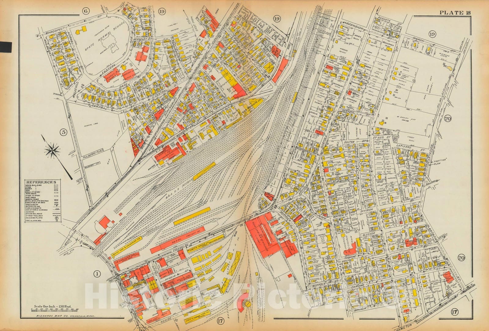 Historic Map : Atlas City of Worcester MA 1922 Plate 018 , Vintage Wall Art
