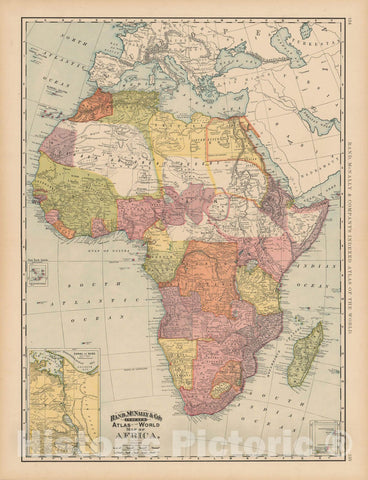Historic Map : Africa 1892 , Rand McNally's Atlas World , Vintage Wall Art