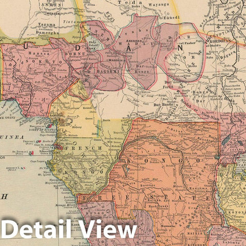 Historic Map : Africa 1892 , Rand McNally's Atlas World , Vintage Wall Art