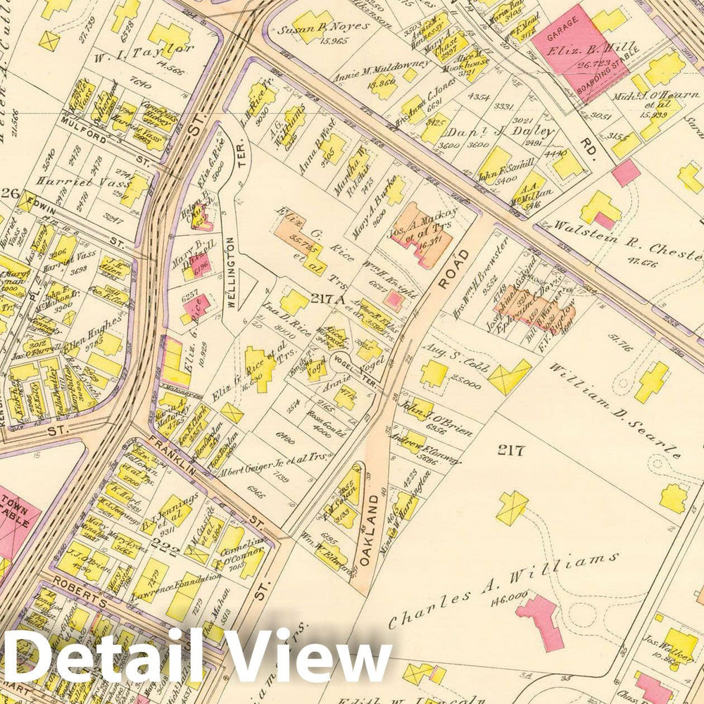 Historic Map : Atlas Town of Brookline, Norfolk County Massachusetts, Brookline 1913 Plate 016 , Vintage Wall Art