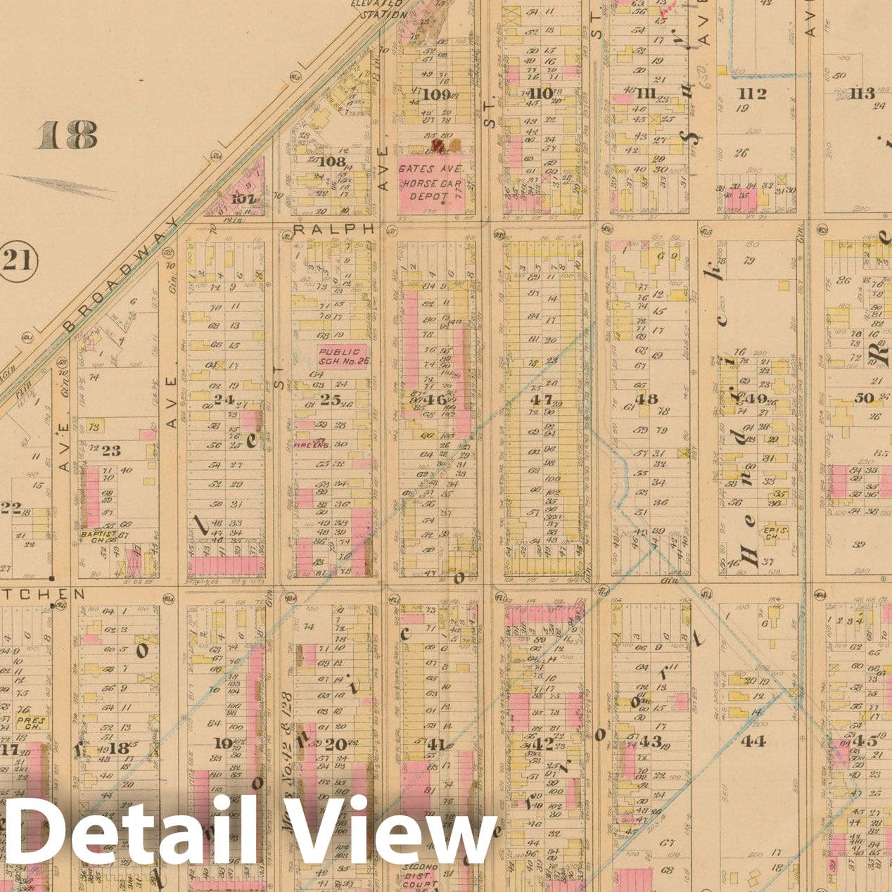 Historic Map : Robinson's Atlas City of Brooklyn, NY, Brooklyn 1886 Plate 020 , Vintage Wall Art