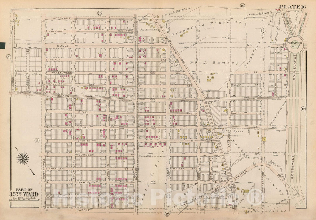 Historic Map : Atlas City of Philadelphia 35th Ward, Philadelphia 1927 Plate 016 , Vintage Wall Art