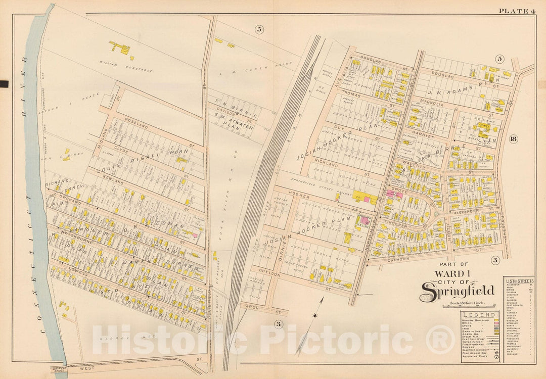 Historic Map : Atlas City of Springfield, Springfield 1899 Plate 004 , Vintage Wall Art