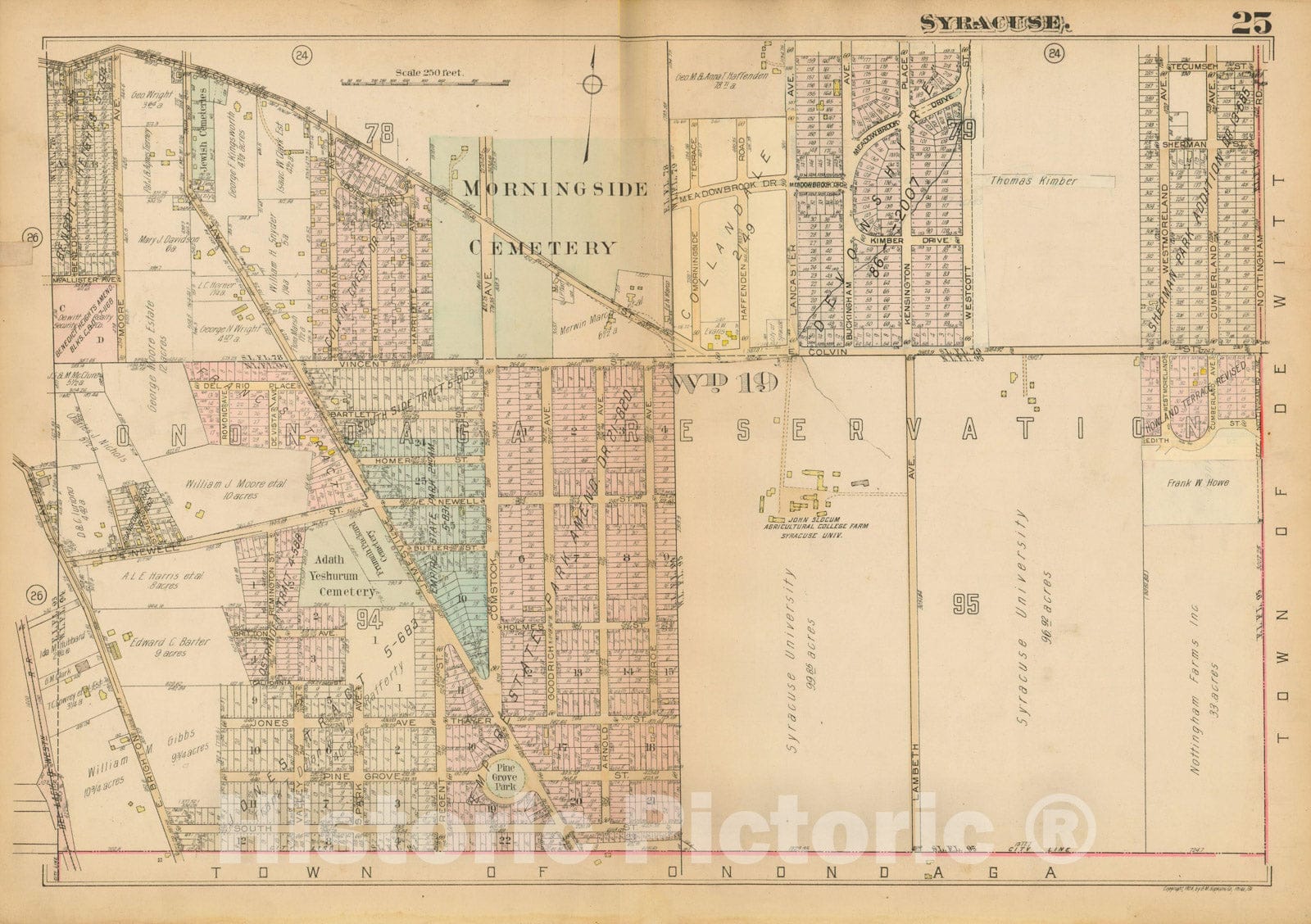 Historic Map : Atlas City of Syracuse, NY and Suburbs, Syracuse 1924 Plate 025 , Vintage Wall Art