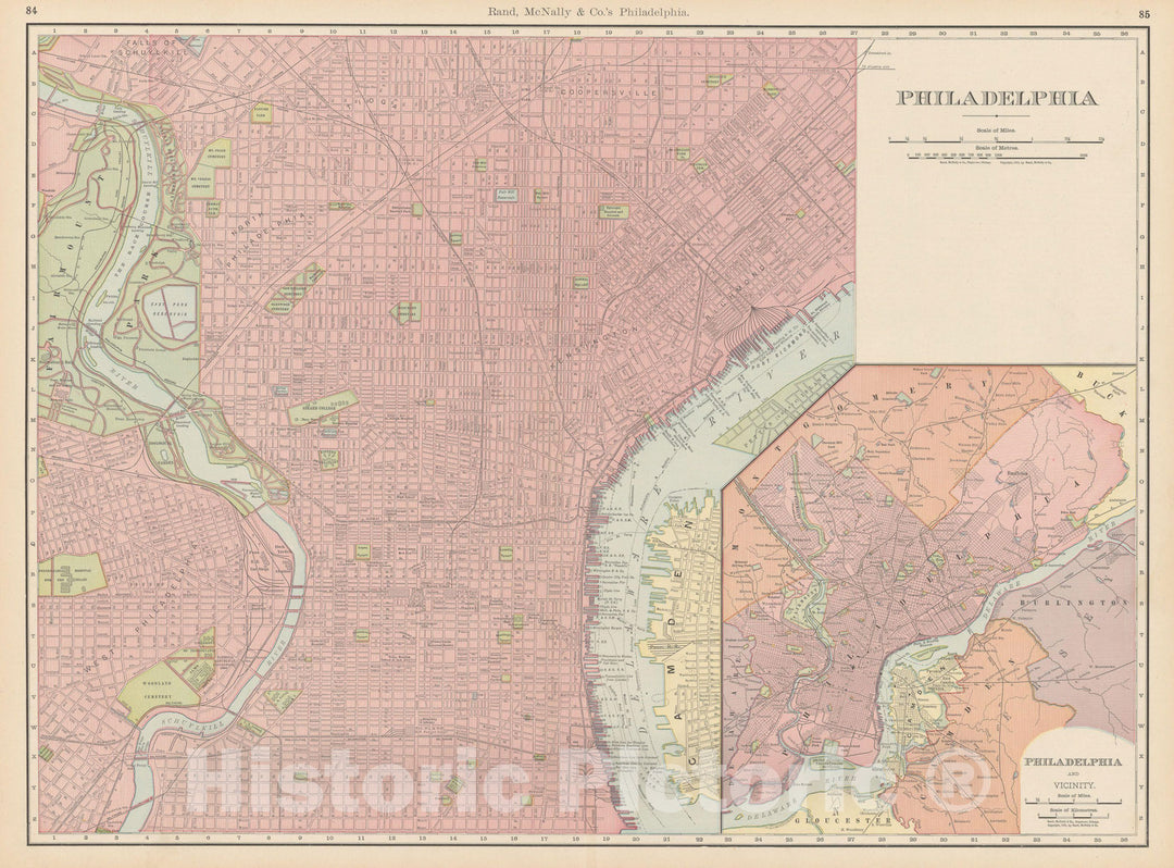 Historic Map : Philadelphia 1903 , Rand McNally Business Atlas , Vintage Wall Art