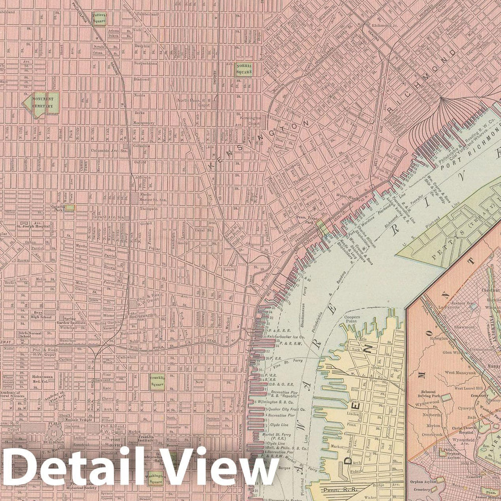 Historic Map : Philadelphia 1903 , Rand McNally Business Atlas , Vintage Wall Art
