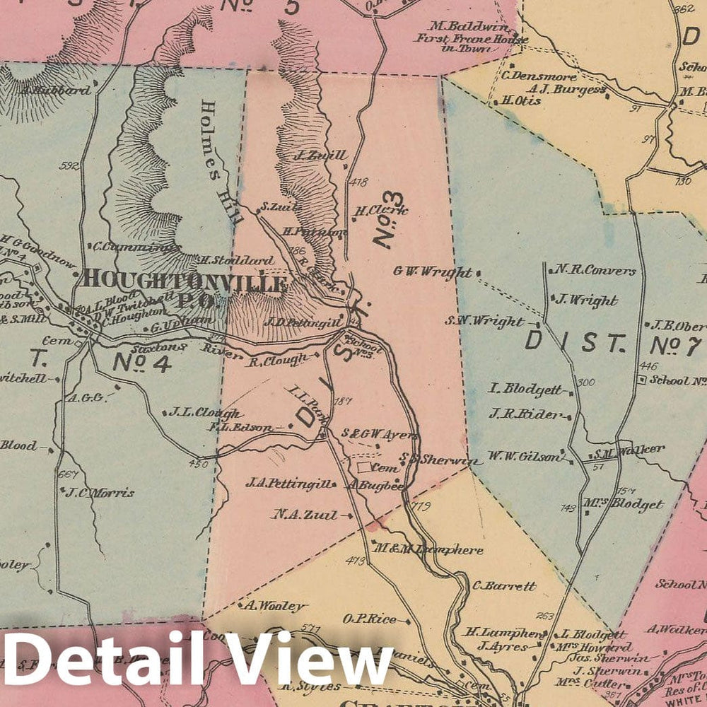 Historic Map : Atlas of Windham County, VT, Grafton & Rockingham 1869 , Vintage Wall Art