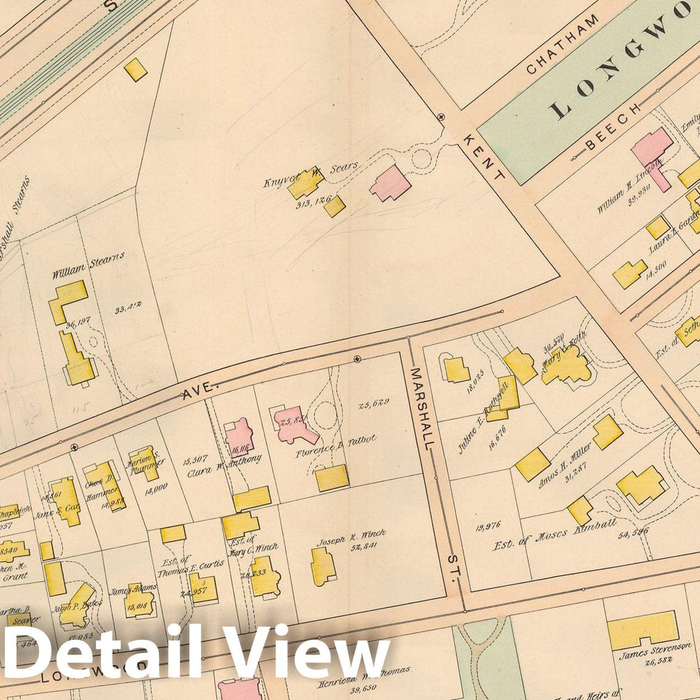 Historic Map : Atlas Town of Brookline, Brookline 1897 Plate 003 , Vintage Wall Art
