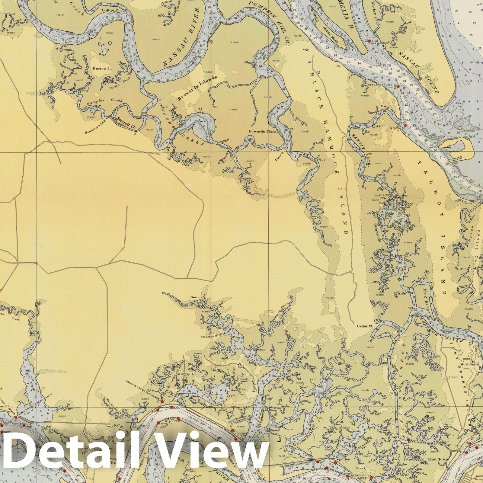 Historic Map : Coastal Charts - Florida: Fernandina to Jacksonville 1952 , Vintage Wall Art