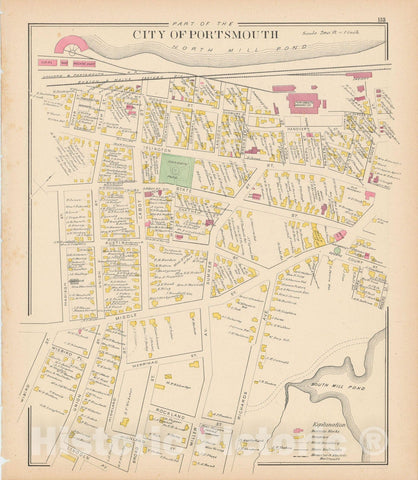 Historic Map : Portsmouth 1892 , Town and City Atlas State of New Hampshire , v2, Vintage Wall Art