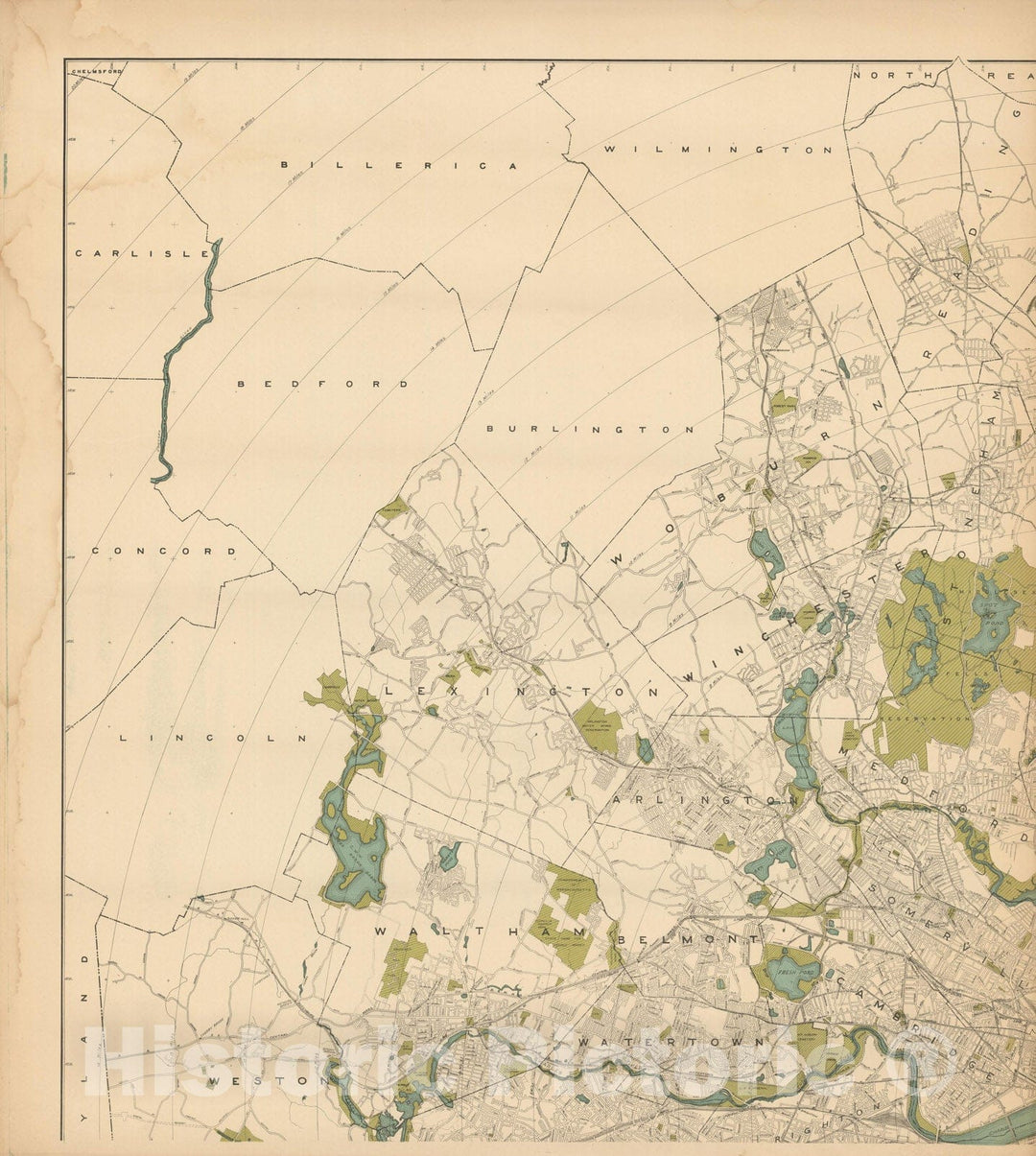 Historic Map : Map of Boston Metropolitan District - NW Quad - 1900 , Northeast U.S. State & City Maps , Vintage Wall Art