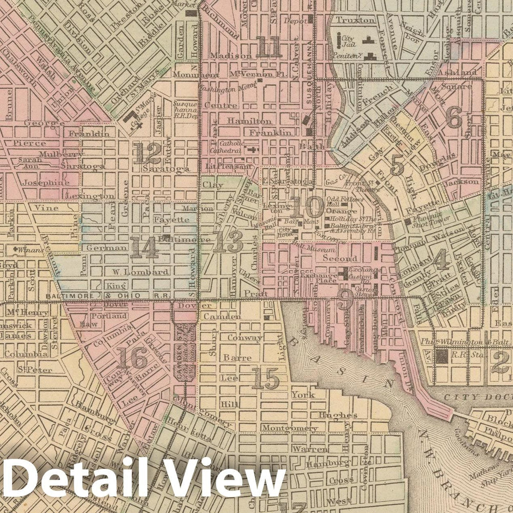 Historic Map : Baltimore 1882 , Mitchell's New General Atlas , Vintage Wall Art
