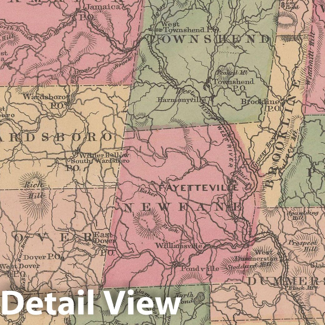 Historic Map : Atlas of Windham County, VT, Windham 1869 , Vintage Wall Art