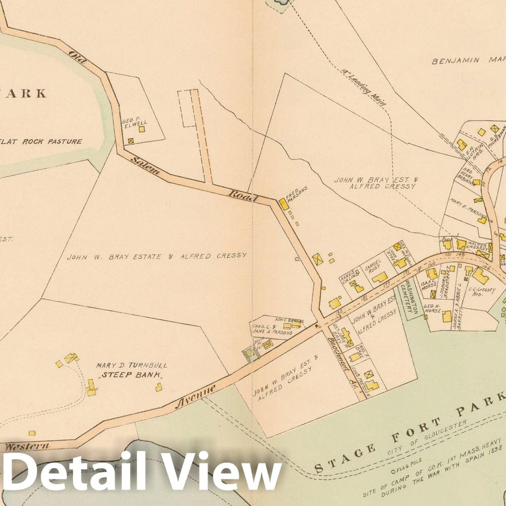 Historic Map : Atlas of Cape Ann, Gloucester, Rockport and Manchester, Gloucester 1899 Page 13 , Vintage Wall Art