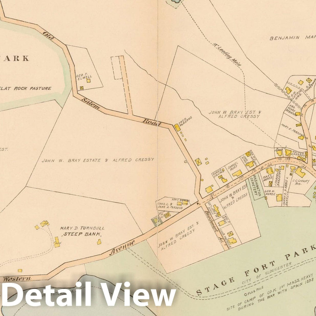 Historic Map : Atlas of Cape Ann, Gloucester, Rockport and Manchester, Gloucester 1899 Page 13 , Vintage Wall Art