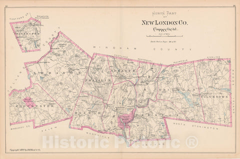 Historic Map : New London 1893 , Town and City Atlas State of Connecticut , v2, Vintage Wall Art
