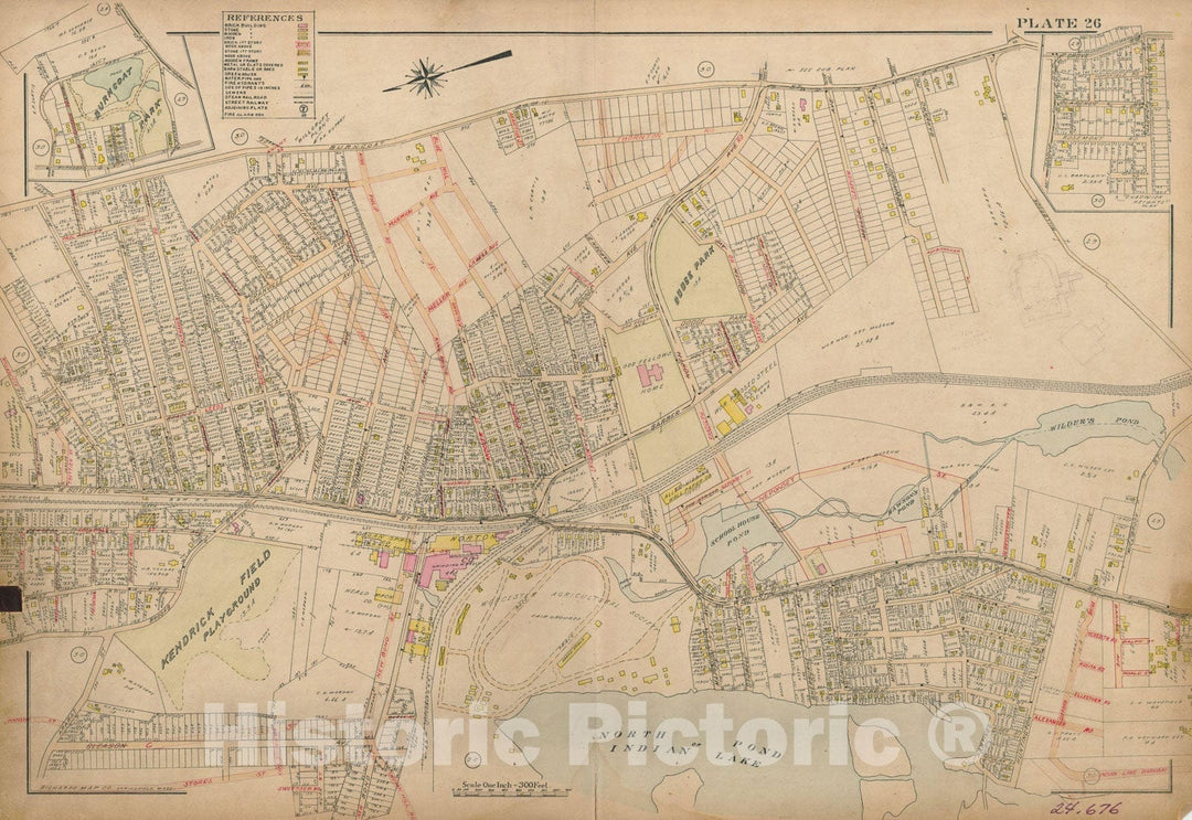 Historic Map : Atlas City of Worcester, Worcester 1911 Plate 026 , Vintage Wall Art