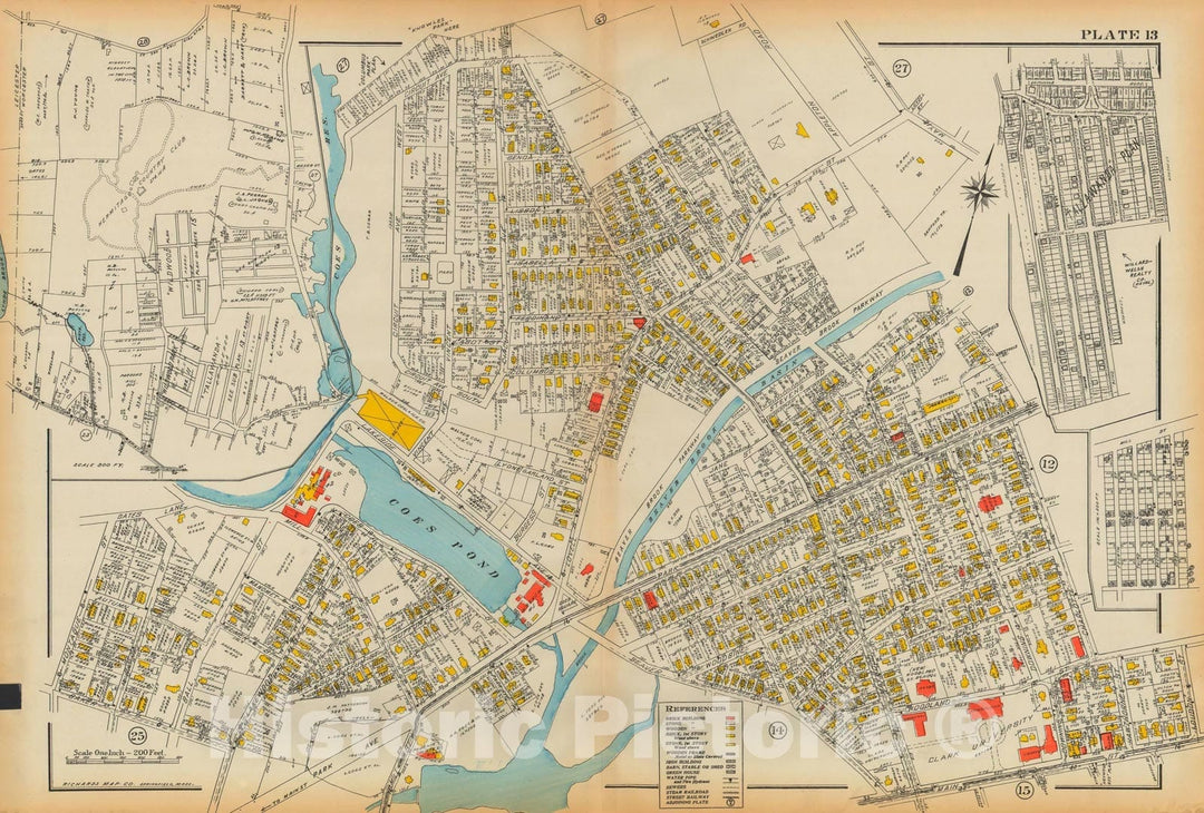 Historic Map : Atlas City of Worcester MA 1922 Plate 013 , Vintage Wall Art