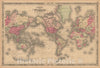Historic Map : World Map 1864 , Johnson's Family Atlas World , Vintage Wall Art