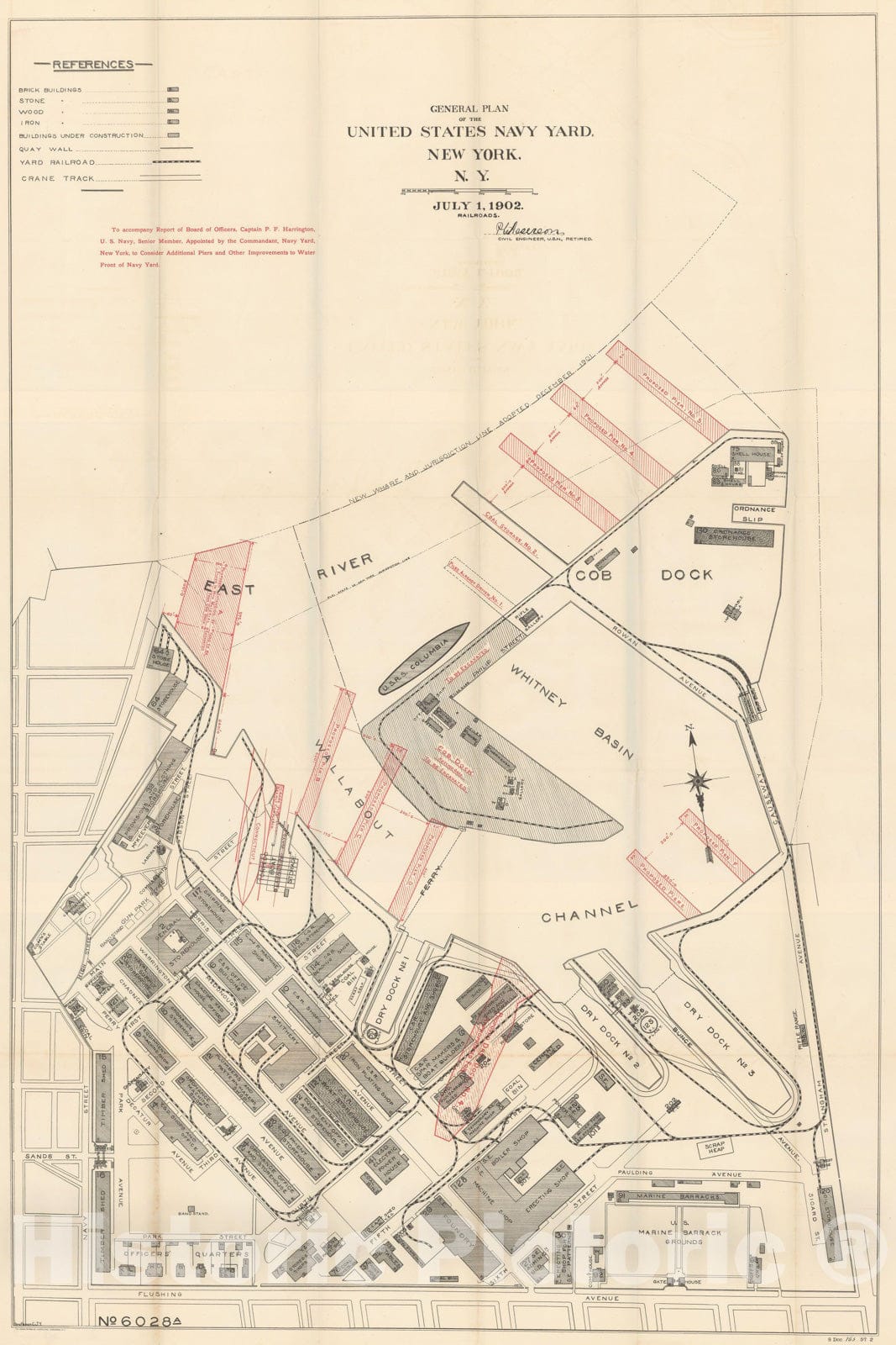Historic Map : Brooklyn Navy Yard 1902 , Vintage Wall Art