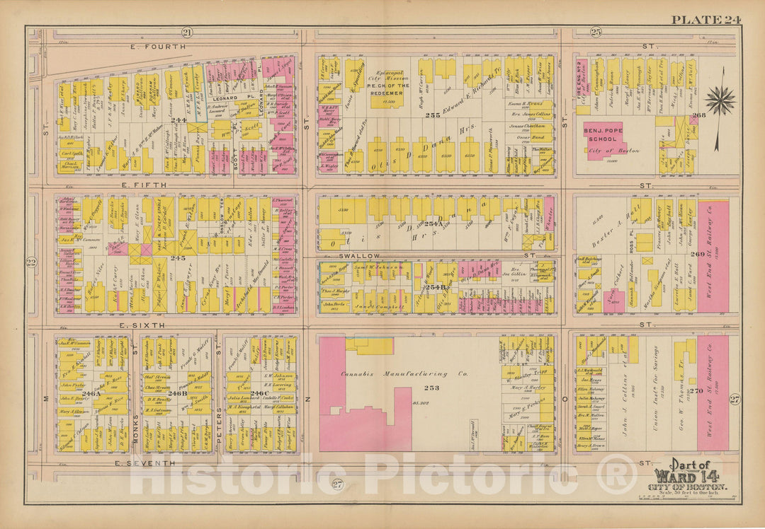 Historic Map : Atlas of South Boston, South Boston 1910 Plate 024 , Vintage Wall Art