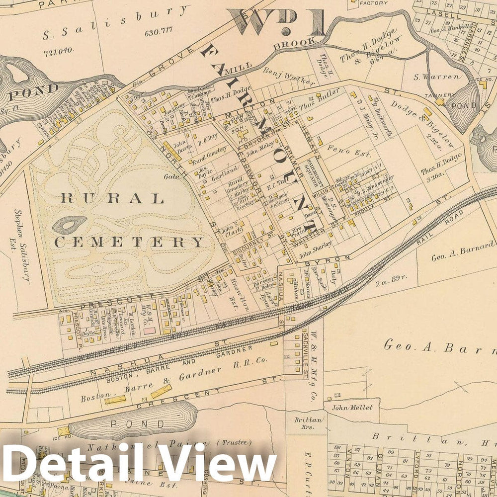 Historic Map : Atlas City of Worcester, MA, Worcester 1886 Plate 019 , Vintage Wall Art