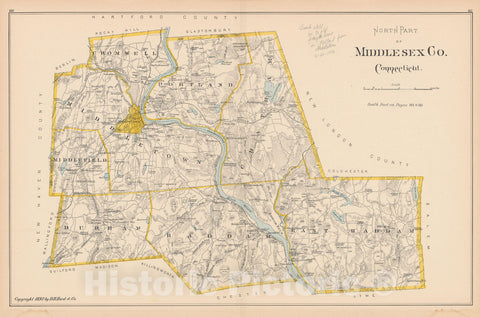 Historic Map : Middlesex 1893 , Town and City Atlas State of Connecticut , Vintage Wall Art