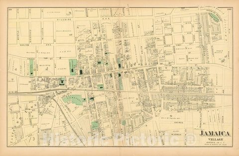 Historic Map : Atlas of Long Island, Jamaica & Queens 1870 , Vintage Wall Art