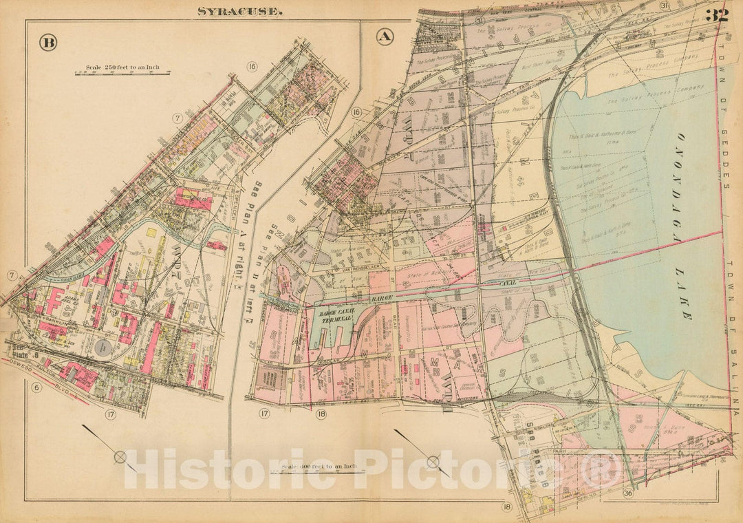 Historic Map : Atlas City of Syracuse, NY and Suburbs, Syracuse 1924 Plate 032 , Vintage Wall Art