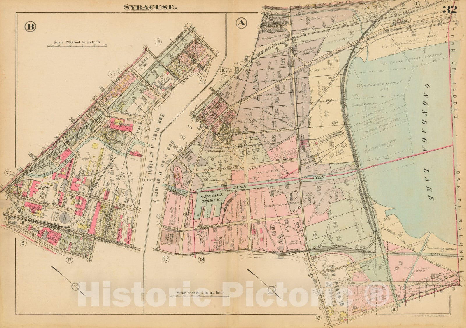 Historic Map : Atlas City of Syracuse, NY and Suburbs, Syracuse 1924 Plate 032 , Vintage Wall Art