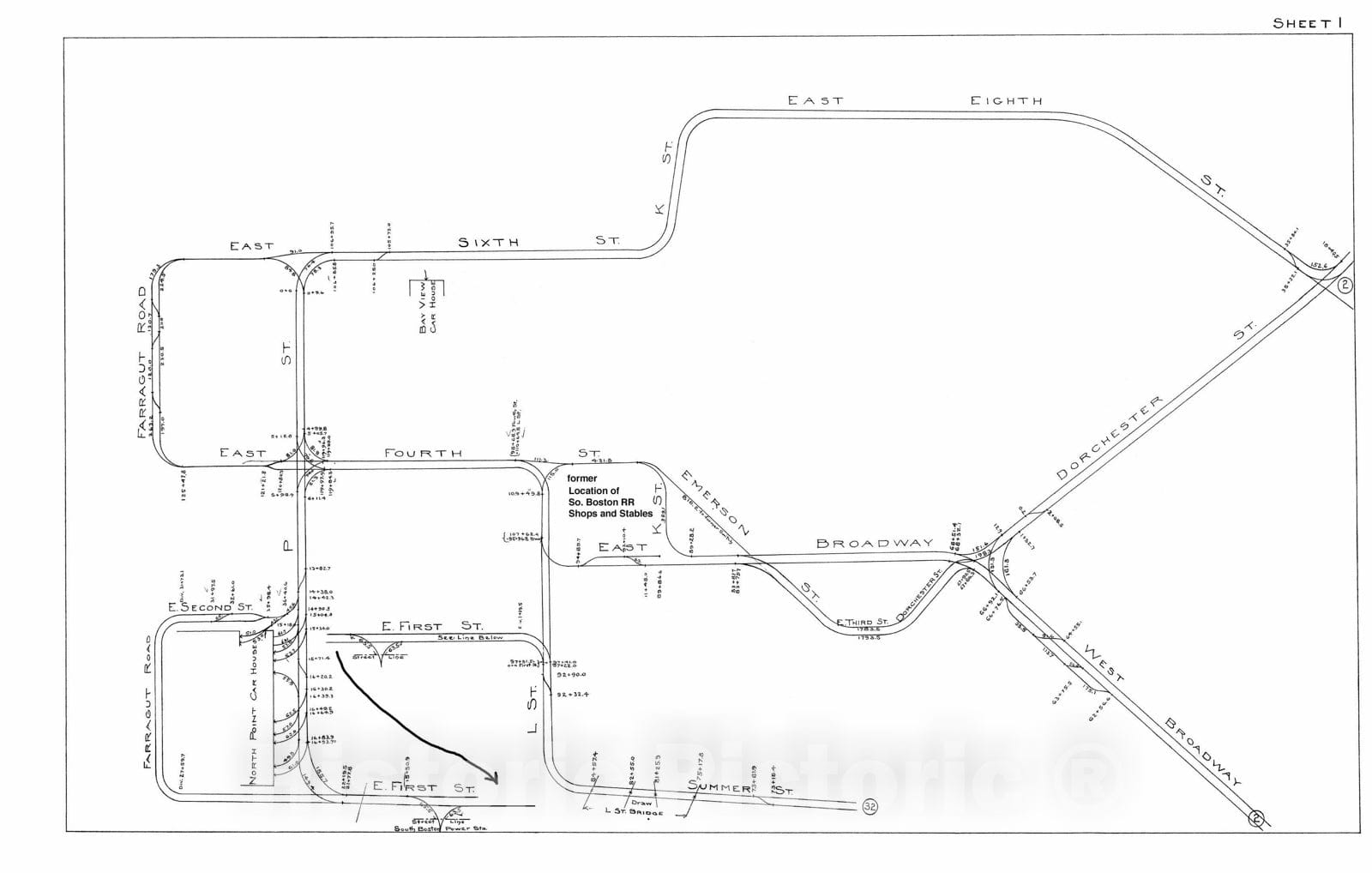 Historic Map : Boston Elevated Railway Track Plans, South Boston 1899 ...
