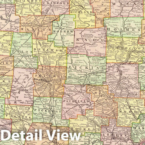 Historic Map : United States Maps, Ohio 1894 , Vintage Wall Art