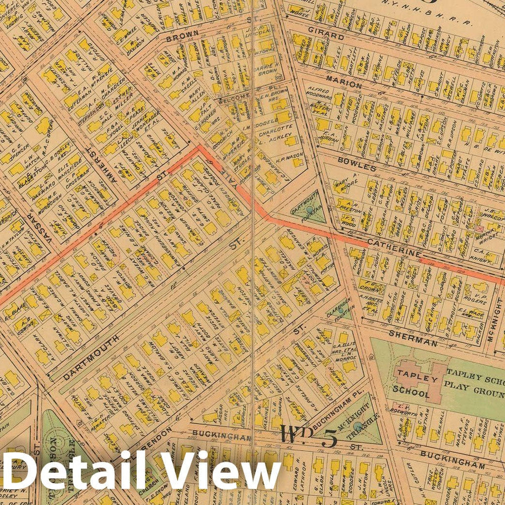 Historic Map : Atlas City of Springfield and The Town of Longmeadow 1910 Plate 013 , Vintage Wall Art