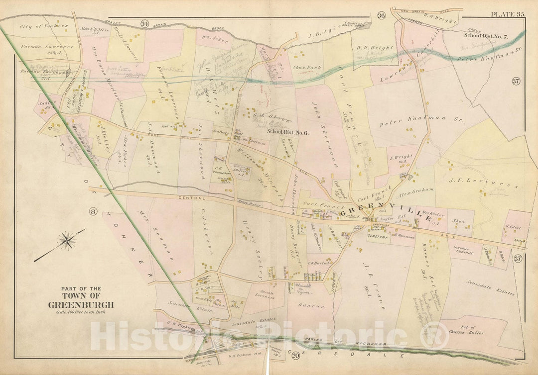 Historic Map : Atlas of Westchester County, Greenburgh 1901 Plate 035 , Vintage Wall Art