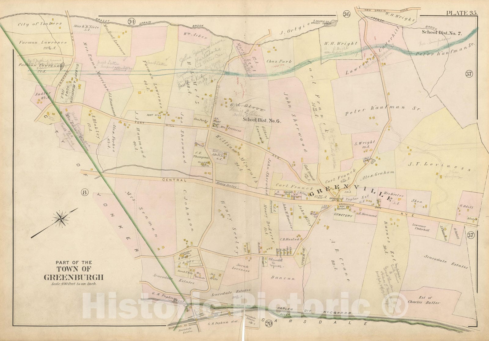 Historic Map : Atlas of Westchester County, Greenburgh 1901 Plate 035 , Vintage Wall Art