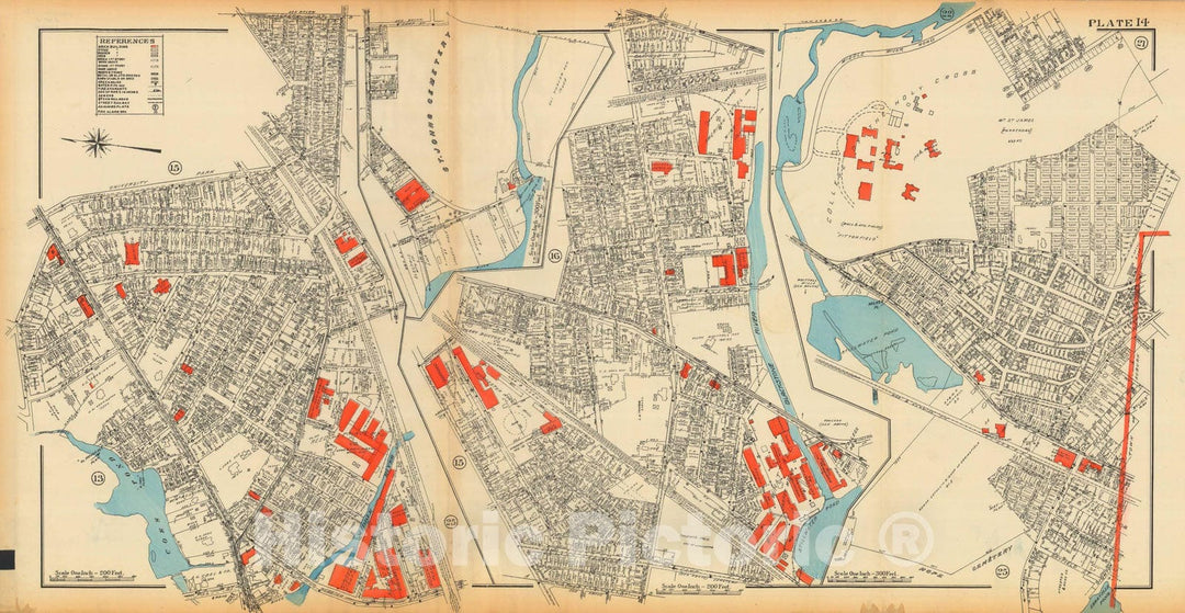 Historic Map : Atlas City of Worcester MA 1922 Plate 014 , Vintage Wall Art