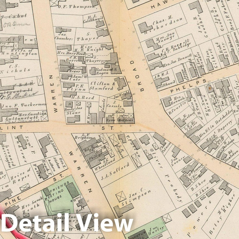 Historic Map : Atlas City of Salem, Massachusetts, Salem 1874 Plate G , Vintage Wall Art