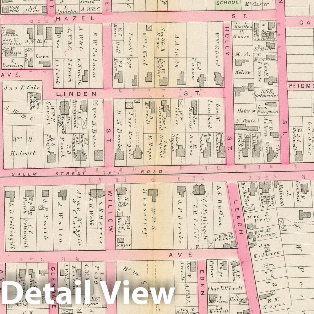 Historic Map : Atlas City of Salem, Massachusetts, Salem 1874 Plate M , Vintage Wall Art