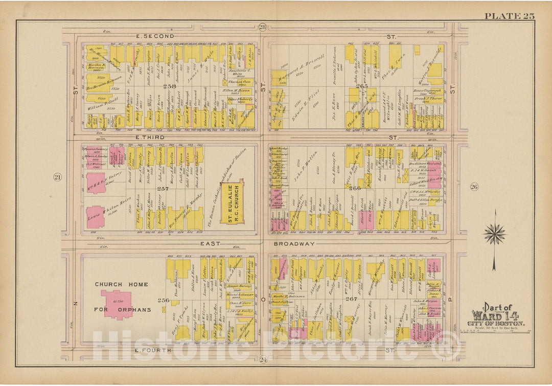 Historic Map : Atlas of South Boston, South Boston 1910 Plate 025 , Vintage Wall Art