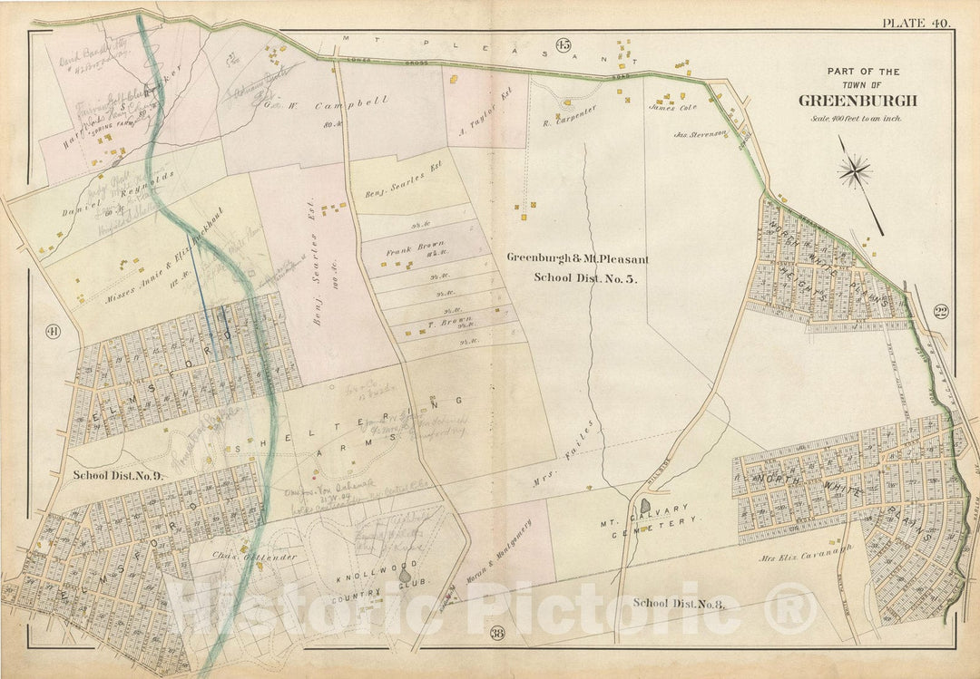 Historic Map : Atlas of Westchester County, Greenburgh 1901 Plate 040 , Vintage Wall Art