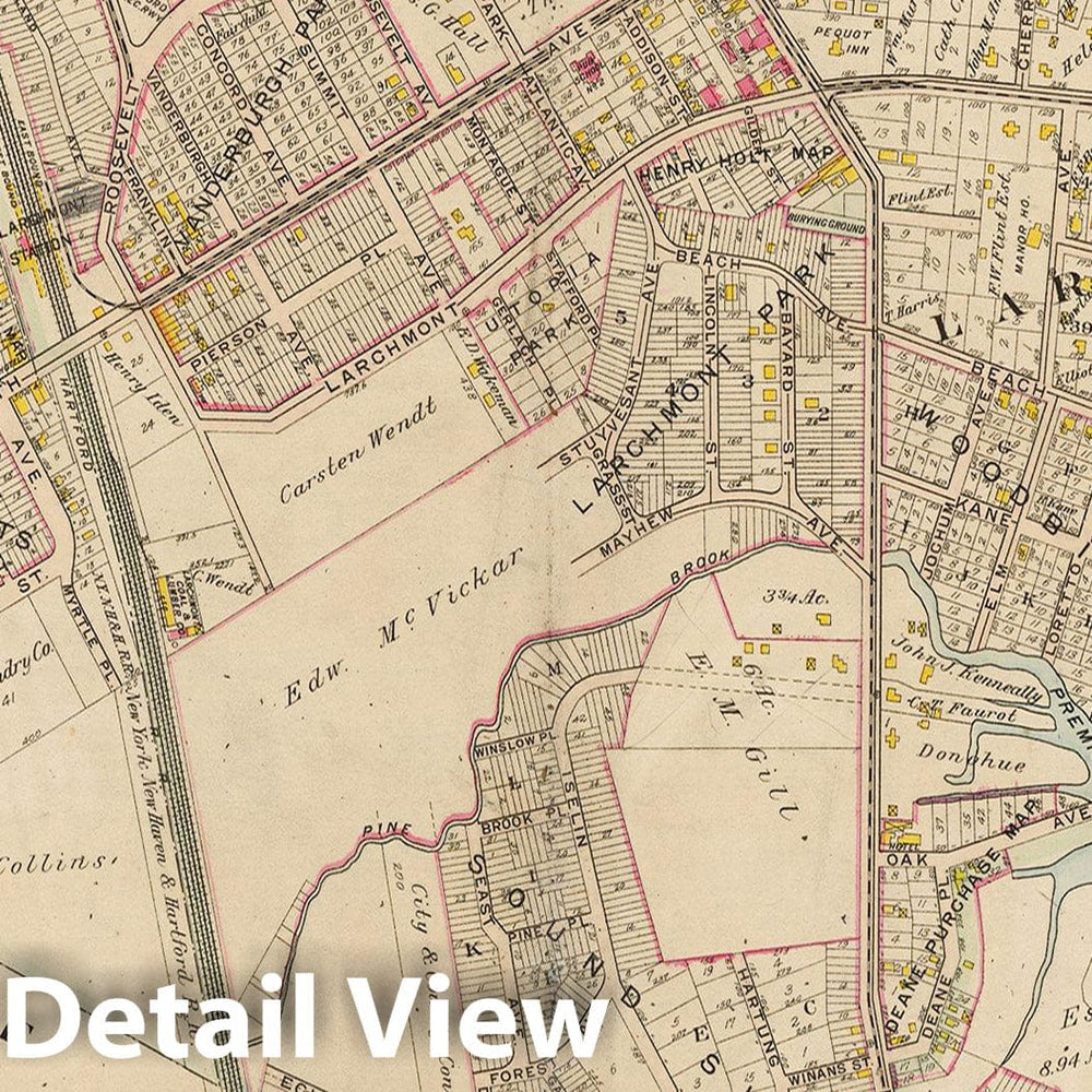 Historic Map : Atlas of Westchester County, NY, Vol. 1, Larchmont & Mamaroneck 1910 Plate 029 , Vintage Wall Art